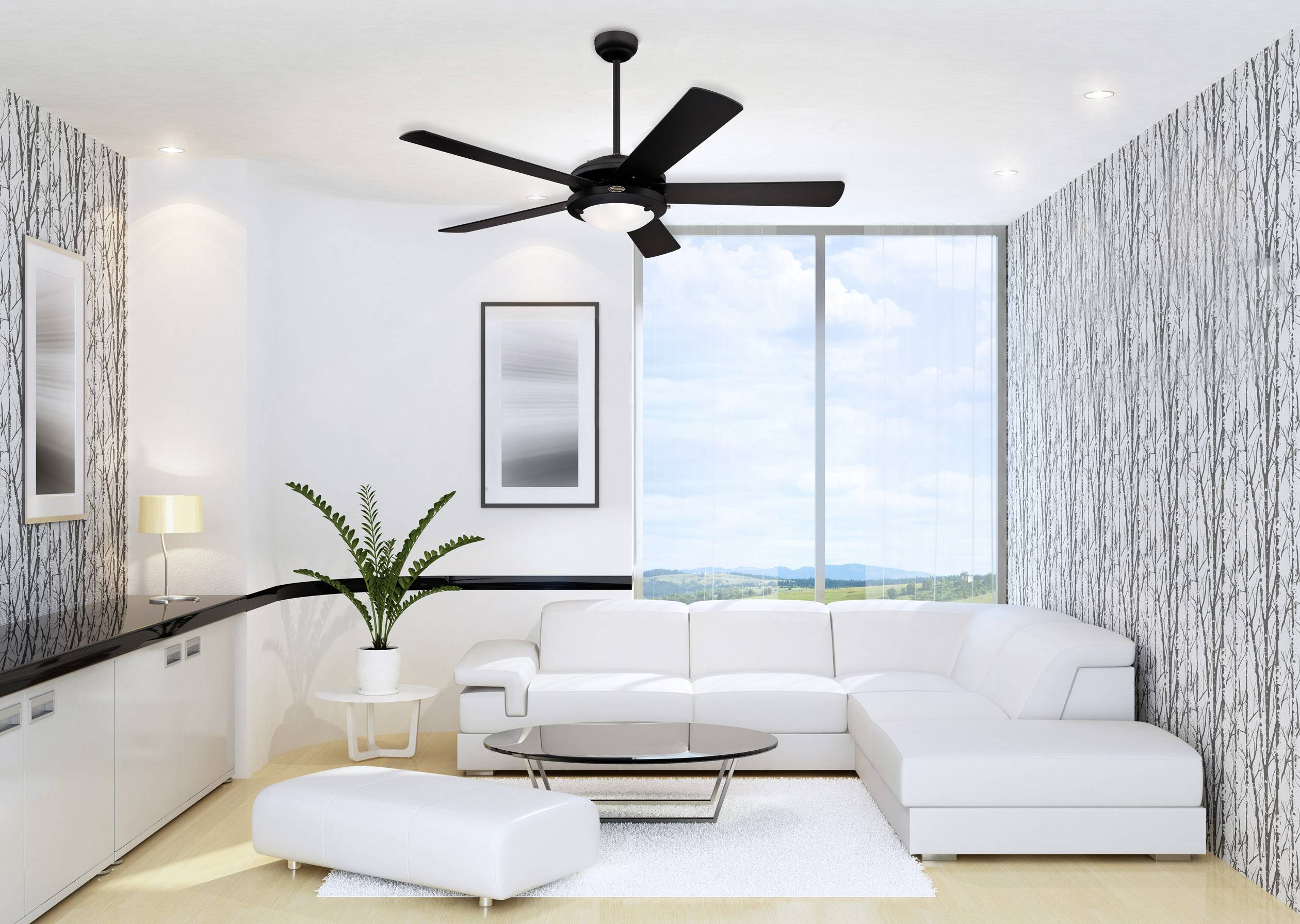 Westinghouse Comet Deckenventilator 58W (Ø x H) 132cm x 370mm Schwarz (matt) Austauschbare Flügel, mit Beleuchtung, Wendbar