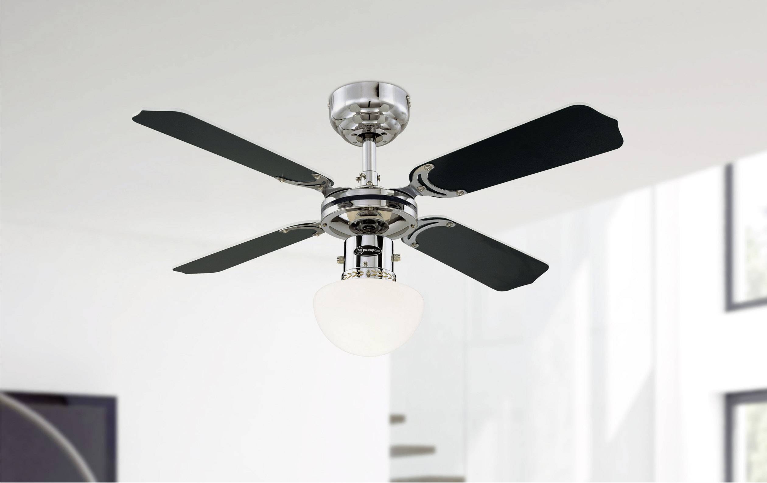 Westinghouse Portland Ambiance Deckenventilator 35W (Ø x H) 90cm x 420mm Chrom Austauschbare Flügel, mit Beleuchtung, Wendbar