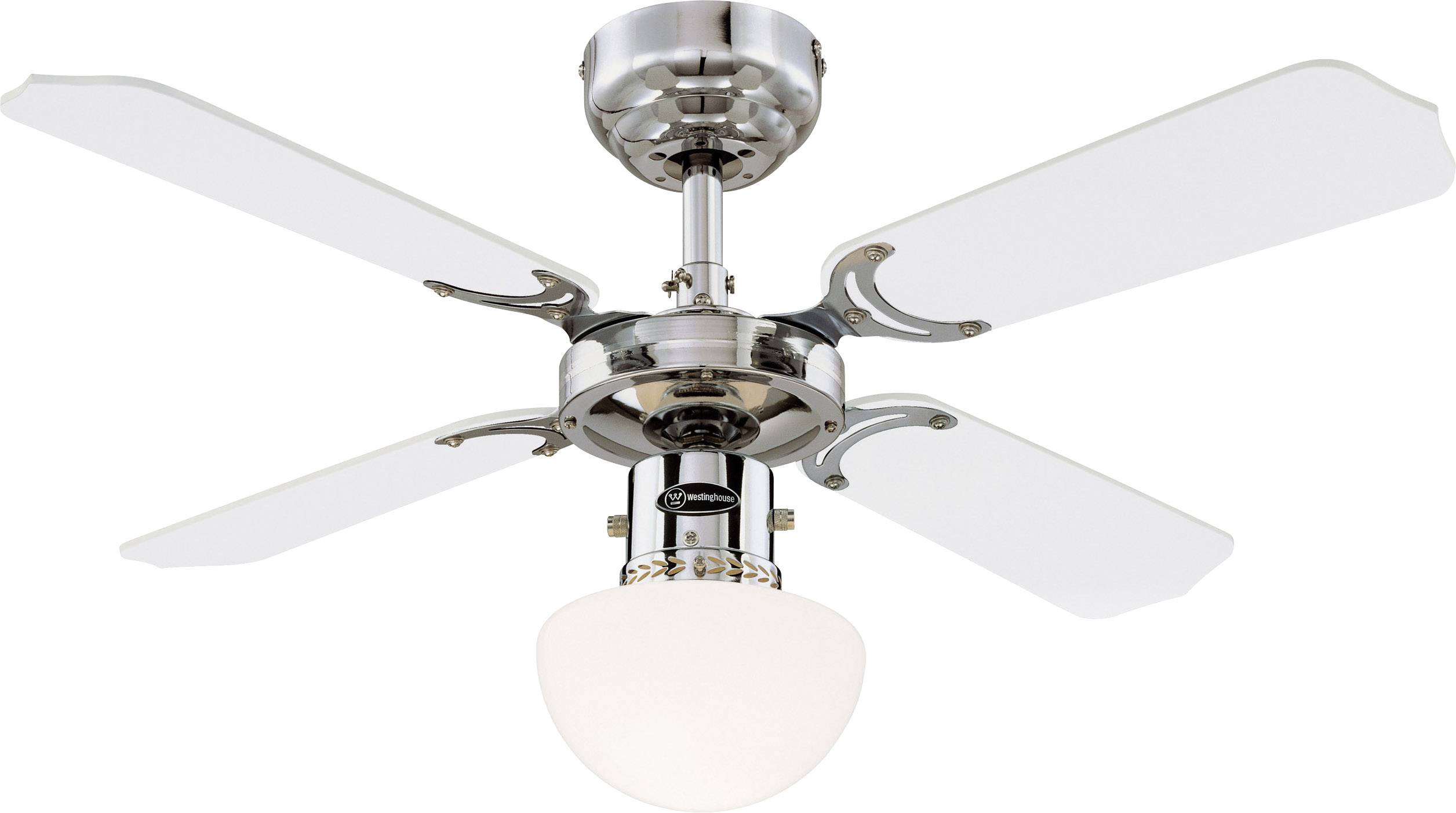 Westinghouse Portland Ambiance Deckenventilator 35W (Ø x H) 90cm x 420mm Chrom Austauschbare Flügel, mit Beleuchtung, Wendbar