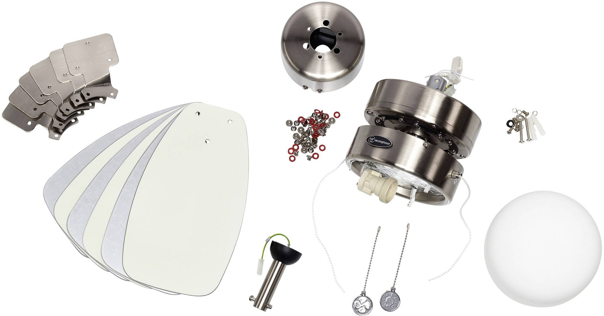 Westinghouse Flora Royale Deckenventilator 54W (Ø x H) 76cm x 38cm Chrom mit Beleuchtung, Wendbare Flügel