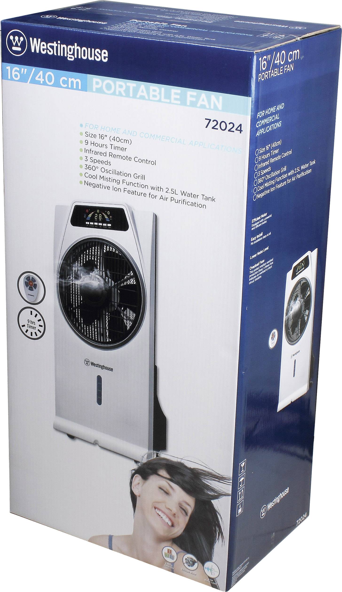 Westinghouse Cascata Standventilator 53W (Ø x H) 40cm x 810mm Weiß, Schwarz mit Fernbedienung, mit Luftbefeuchter