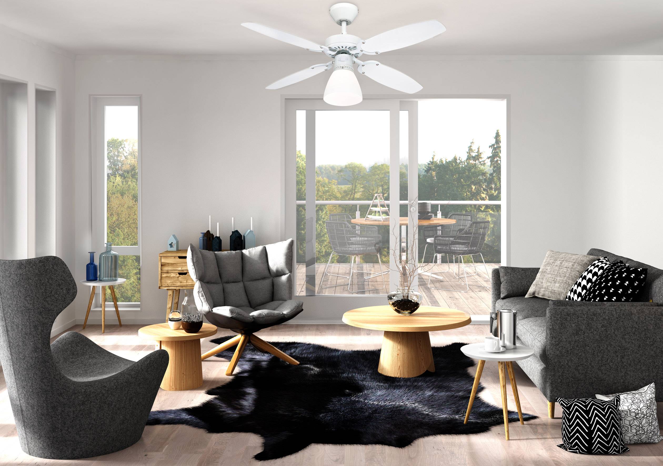 Westinghouse Capitol Deckenventilator 42 W (Ø x H) 105 cm x 44 cm Weiß mit Beleuchtung, Wendbare Flügel