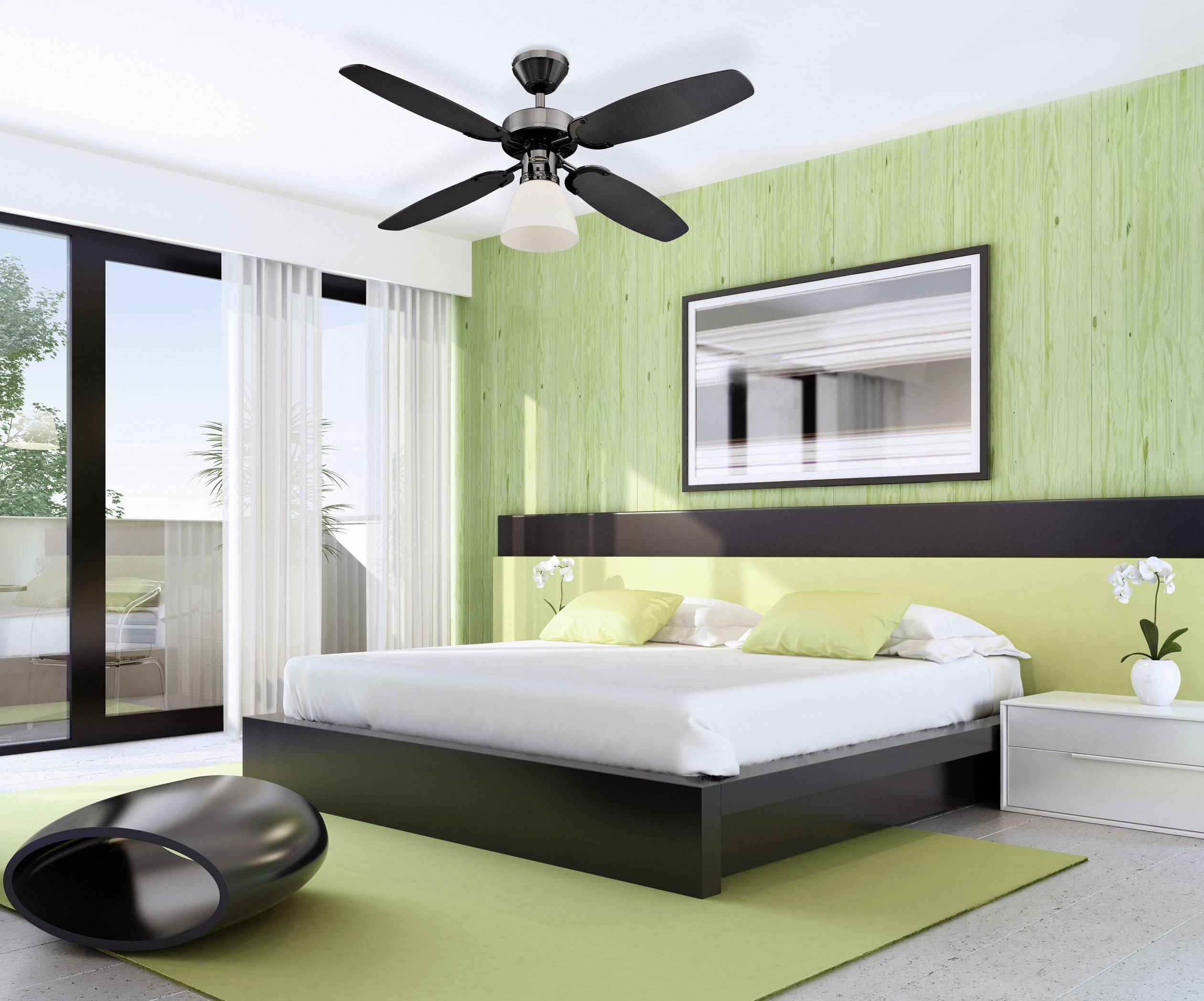 Westinghouse Capitol Deckenventilator 42W (Ø x H) 105cm x 44cm Schwarz mit Beleuchtung, Wendbare Flügel