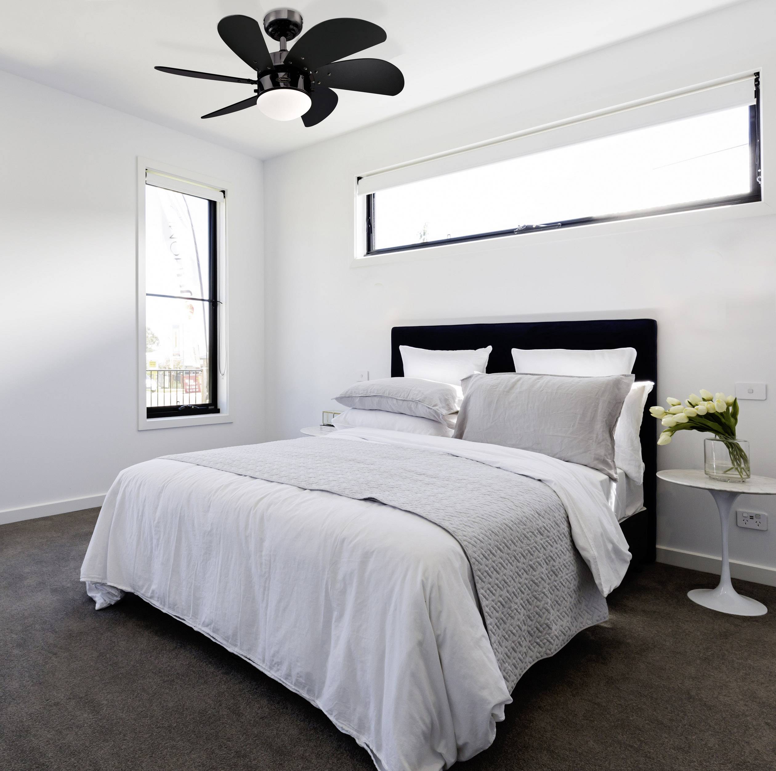 Westinghouse Turbo Swirl Deckenventilator 50W (Ø x H) 76cm x 38cm Schwarz mit Beleuchtung, Winterbetrieb