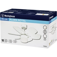 Westinghouse Flora Royale Deckenventilator 54W (Ø x H) 76cm x 38cm Weiß mit Beleuchtung, Wendbare Flügel Westinghouse Flora Royale Deckenventilator 54W (Ø x H) 76cm x 38cm Weiß mit Beleuchtung, Wendbare Flügel