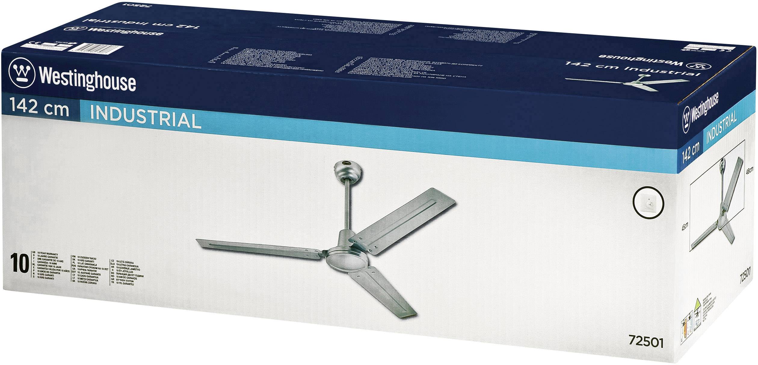 Westinghouse Industrial Deckenventilator 63W (Ø x H) 142cm x 42.2cm Silber Winterbetrieb