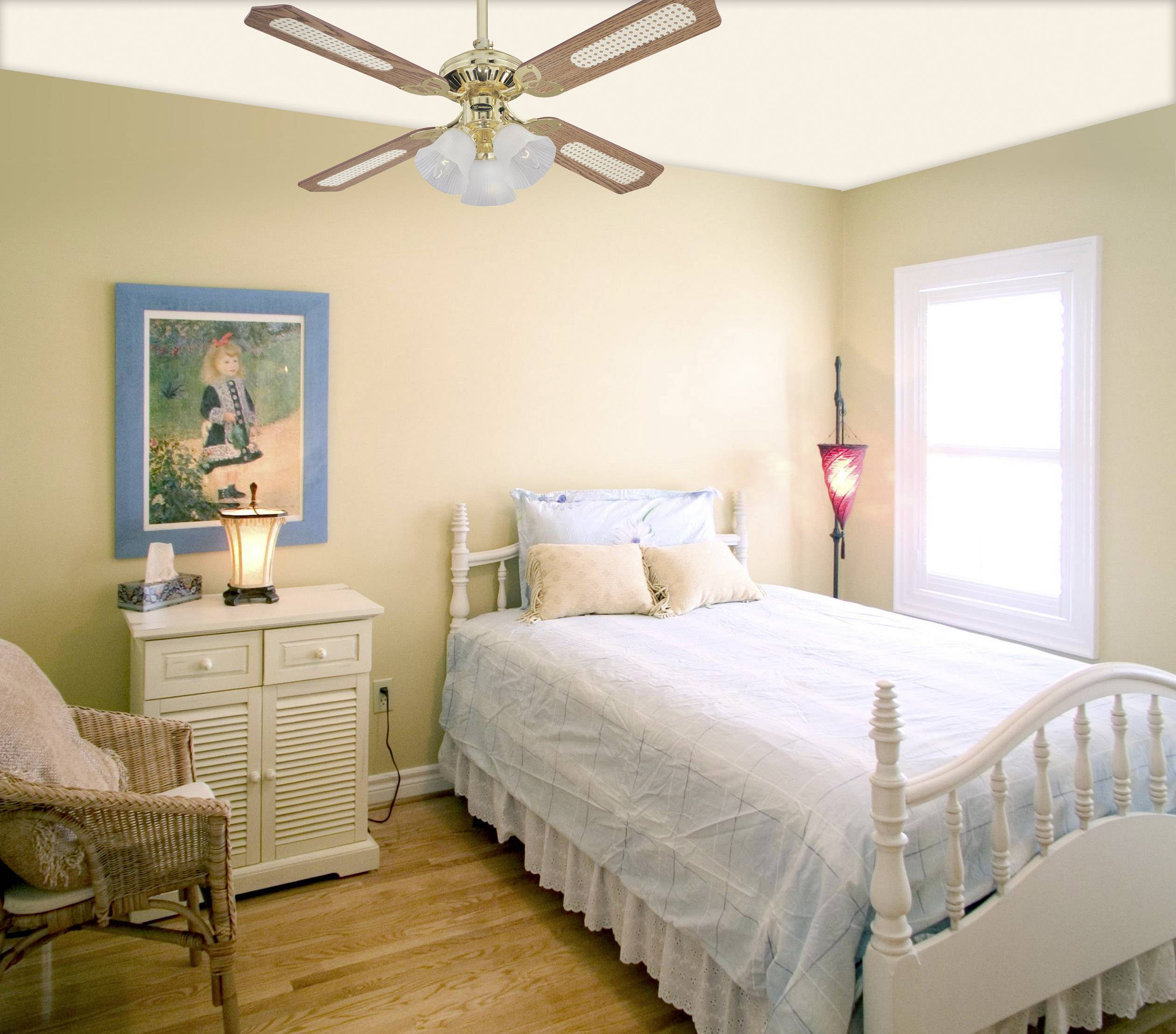 Westinghouse Princess Trio Deckenventilator 55 W (Ø x H) 105 cm x 43 cm Messing (poliert) mit Beleuchtung, Wendbare Flügel