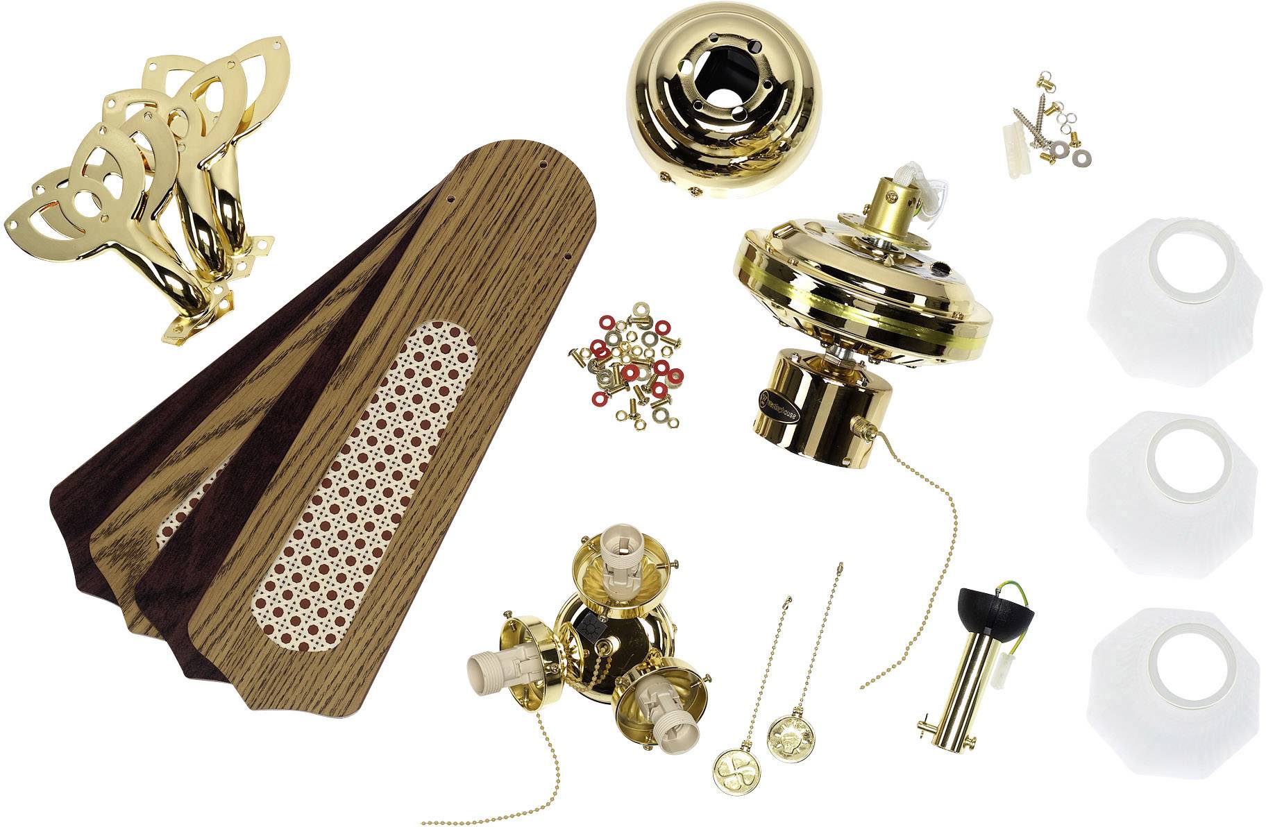 Westinghouse Princess Trio Deckenventilator 55 W (Ø x H) 105 cm x 43 cm Messing (poliert) mit Beleuchtung, Wendbare Flügel