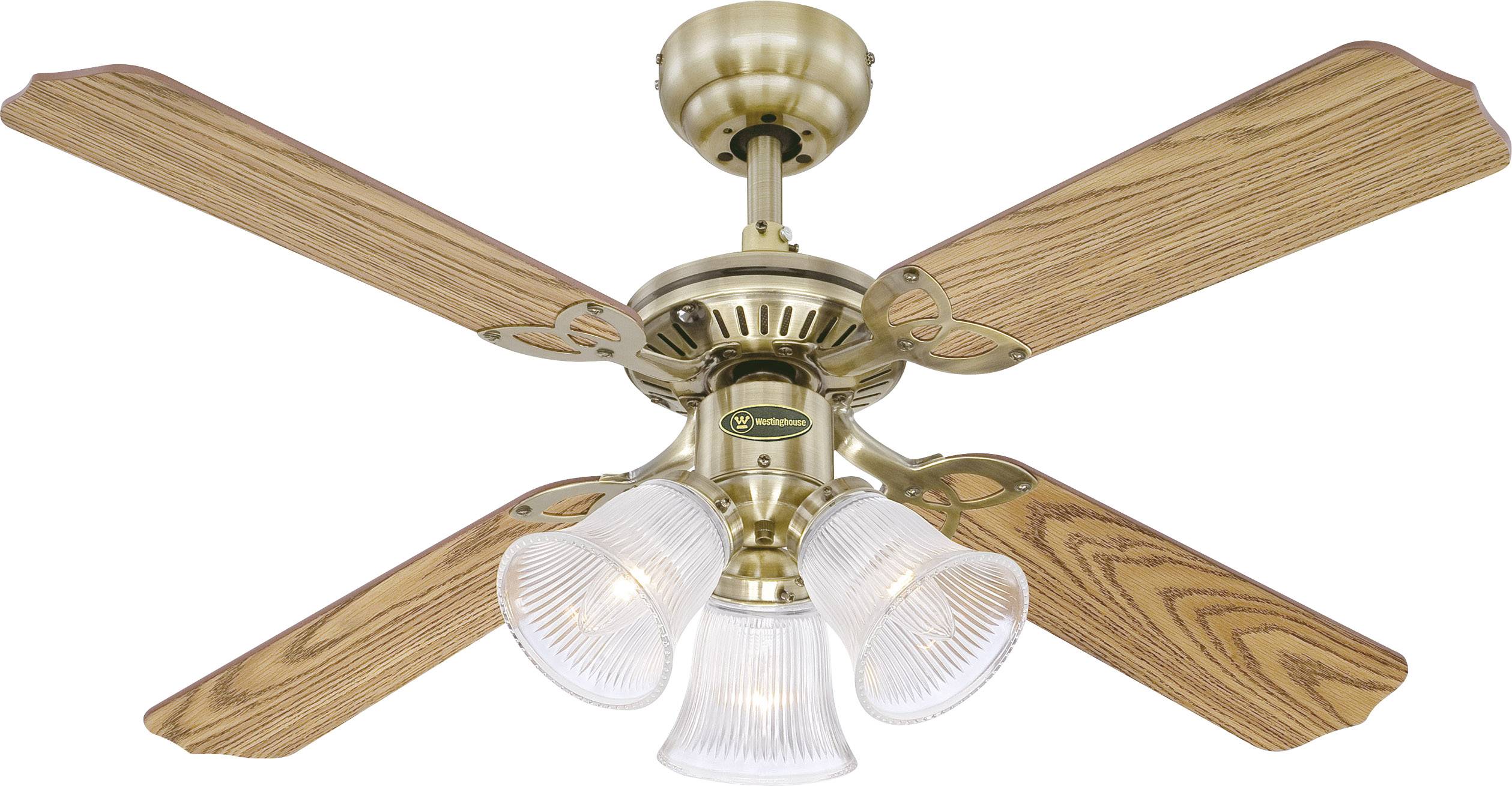Westinghouse Princess Euro Deckenventilator 55W (Ø x H) 105cm x 43cm Messing-antik mit Beleuchtung, Wendbare Flügel