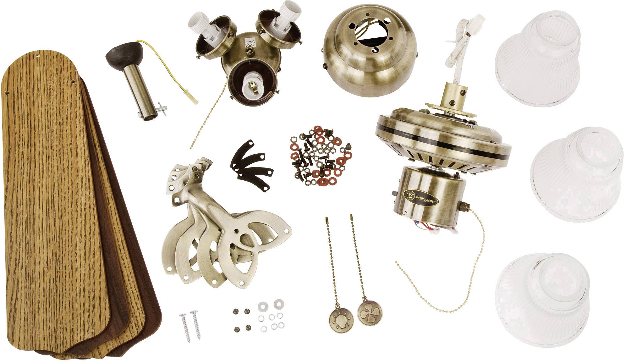 Westinghouse Princess Euro Deckenventilator 55W (Ø x H) 105cm x 43cm Messing-antik mit Beleuchtung, Wendbare Flügel