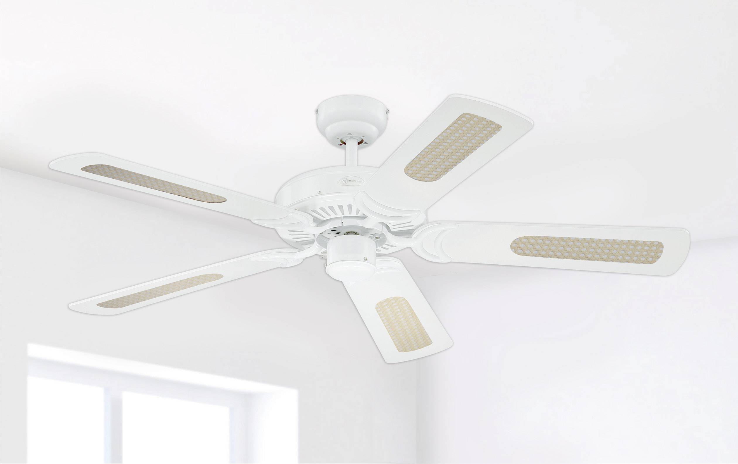 Westinghouse Monarch Deckenventilator 58W (Ø x H) 122cm x 340mm Weiß Austauschbare Flügel, Wendbare Flügel