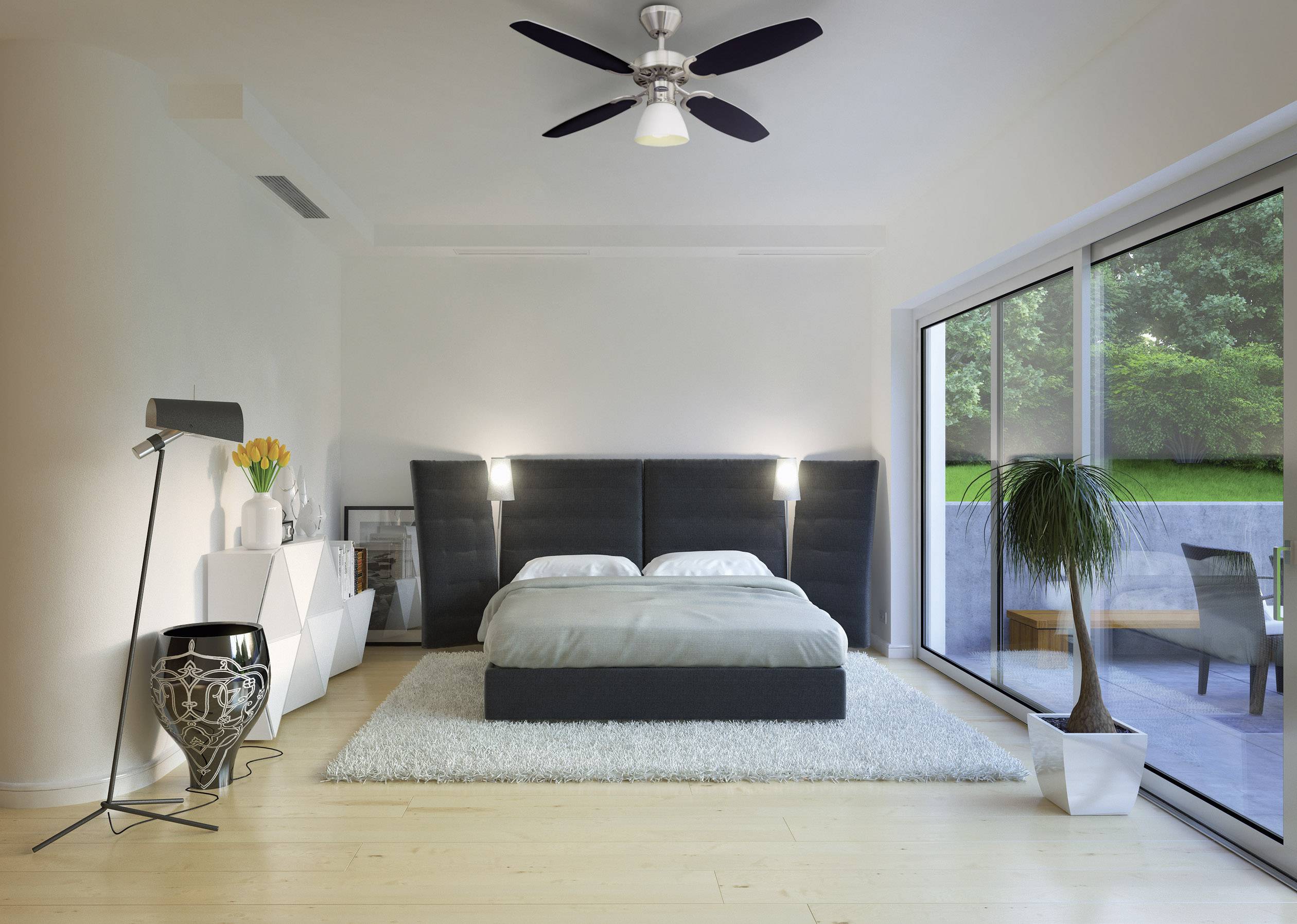 Westinghouse Capitol Deckenventilator 42 W (Ø x H) 105 cm x 44 cm Silber mit Beleuchtung, Wendbare Flügel