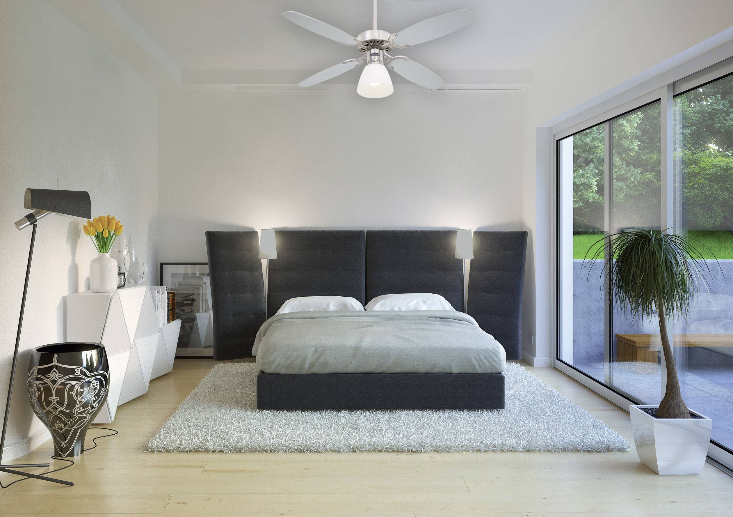 Westinghouse Capitol Deckenventilator 42 W (Ø x H) 105 cm x 44 cm Silber mit Beleuchtung, Wendbare Flügel