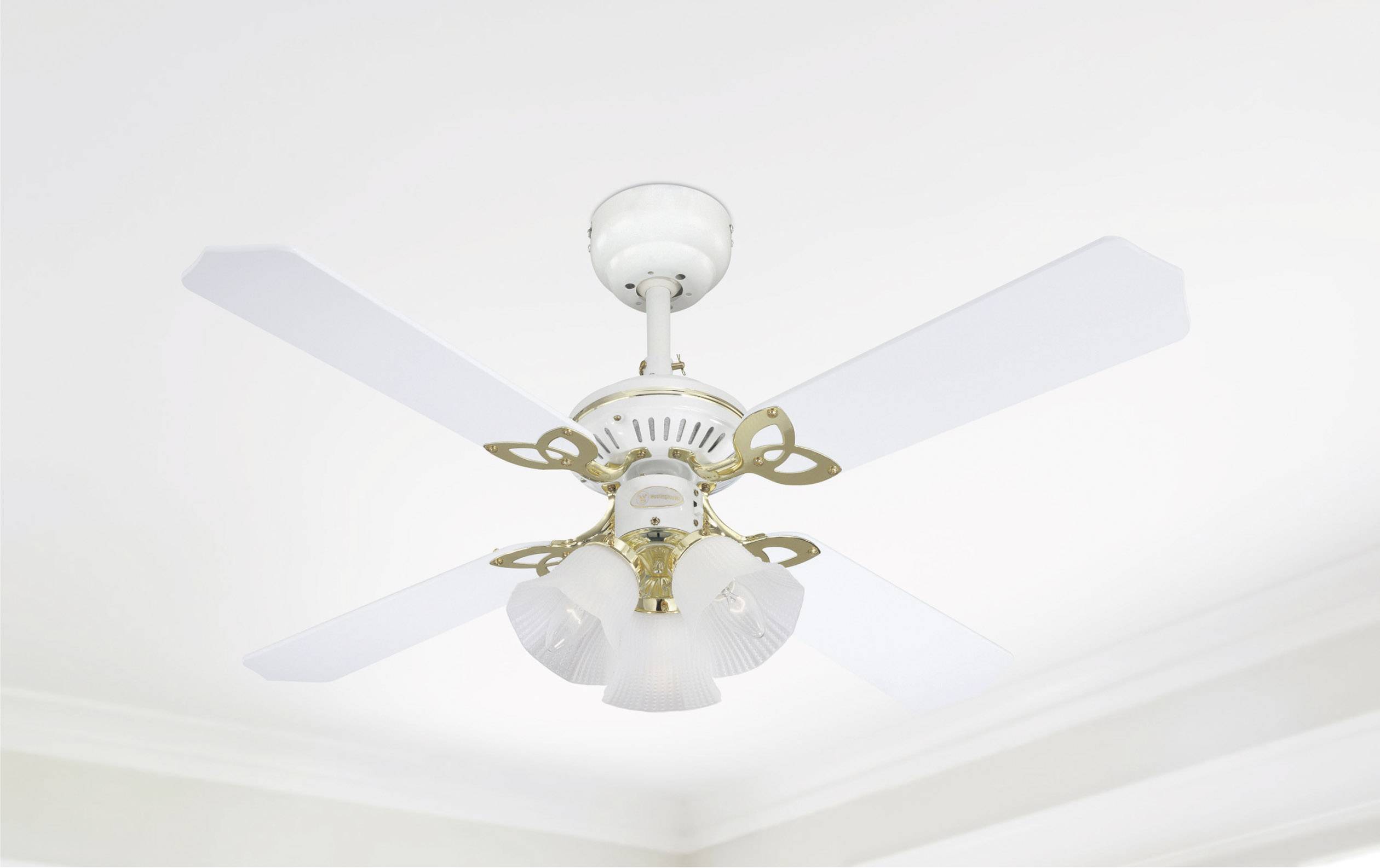 Westinghouse Princess Trio Deckenventilator 55 W (Ø x H) 105 cm x 43 cm Weiß mit Beleuchtung, Wendbare Flügel