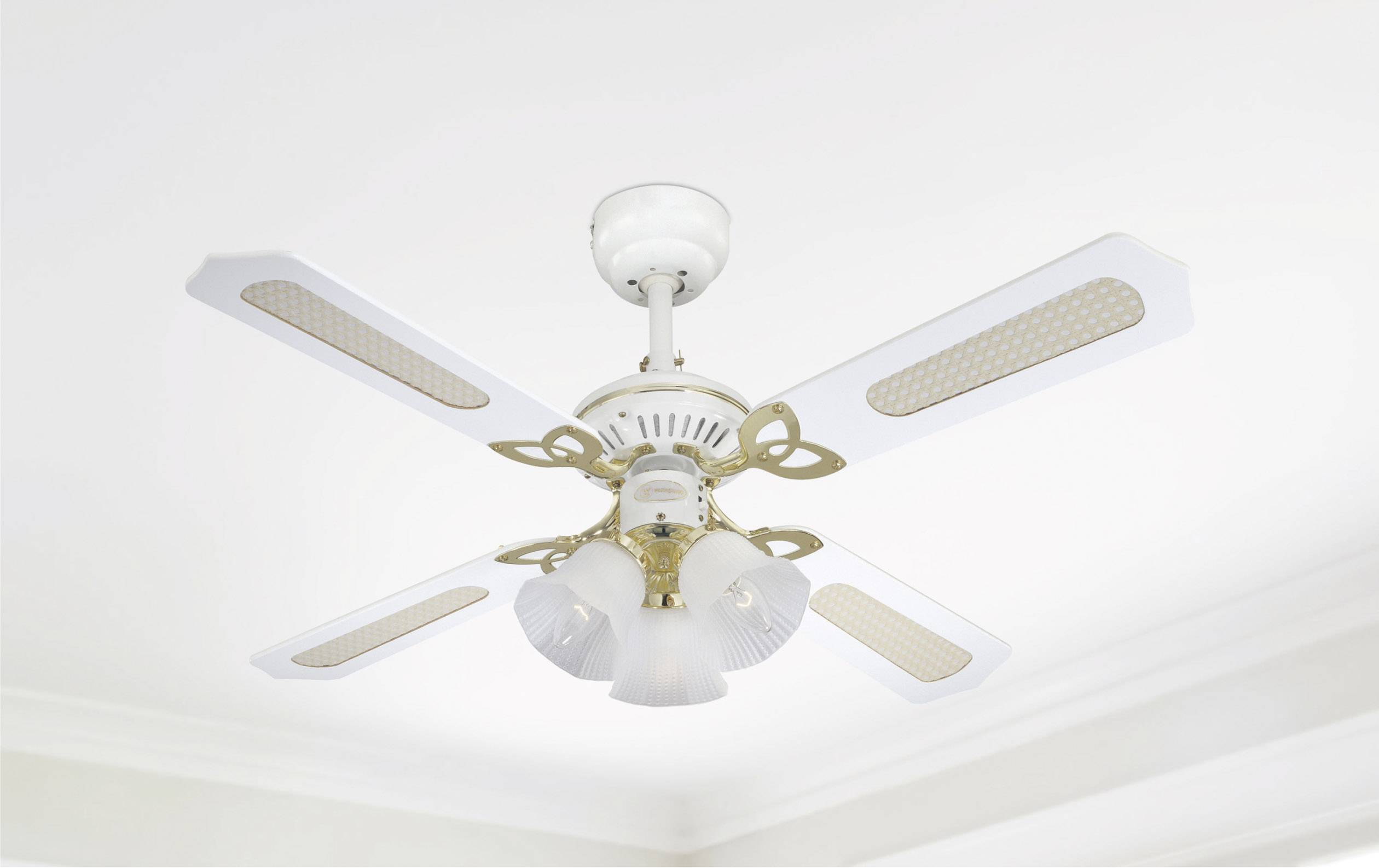 Westinghouse Princess Trio Deckenventilator 55 W (Ø x H) 105 cm x 43 cm Weiß mit Beleuchtung, Wendbare Flügel