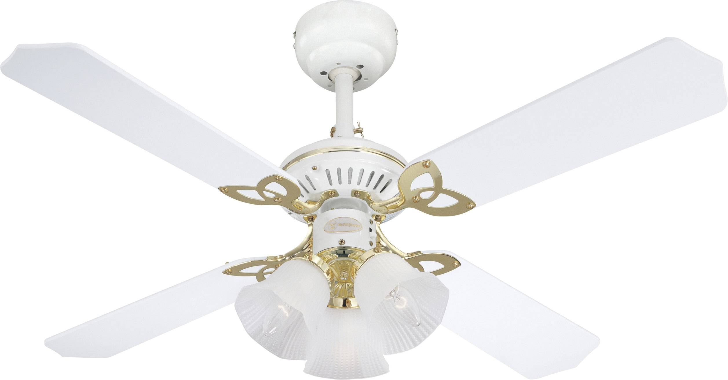 Westinghouse Princess Trio Deckenventilator 55 W (Ø x H) 105 cm x 43 cm Weiß mit Beleuchtung, Wendbare Flügel
