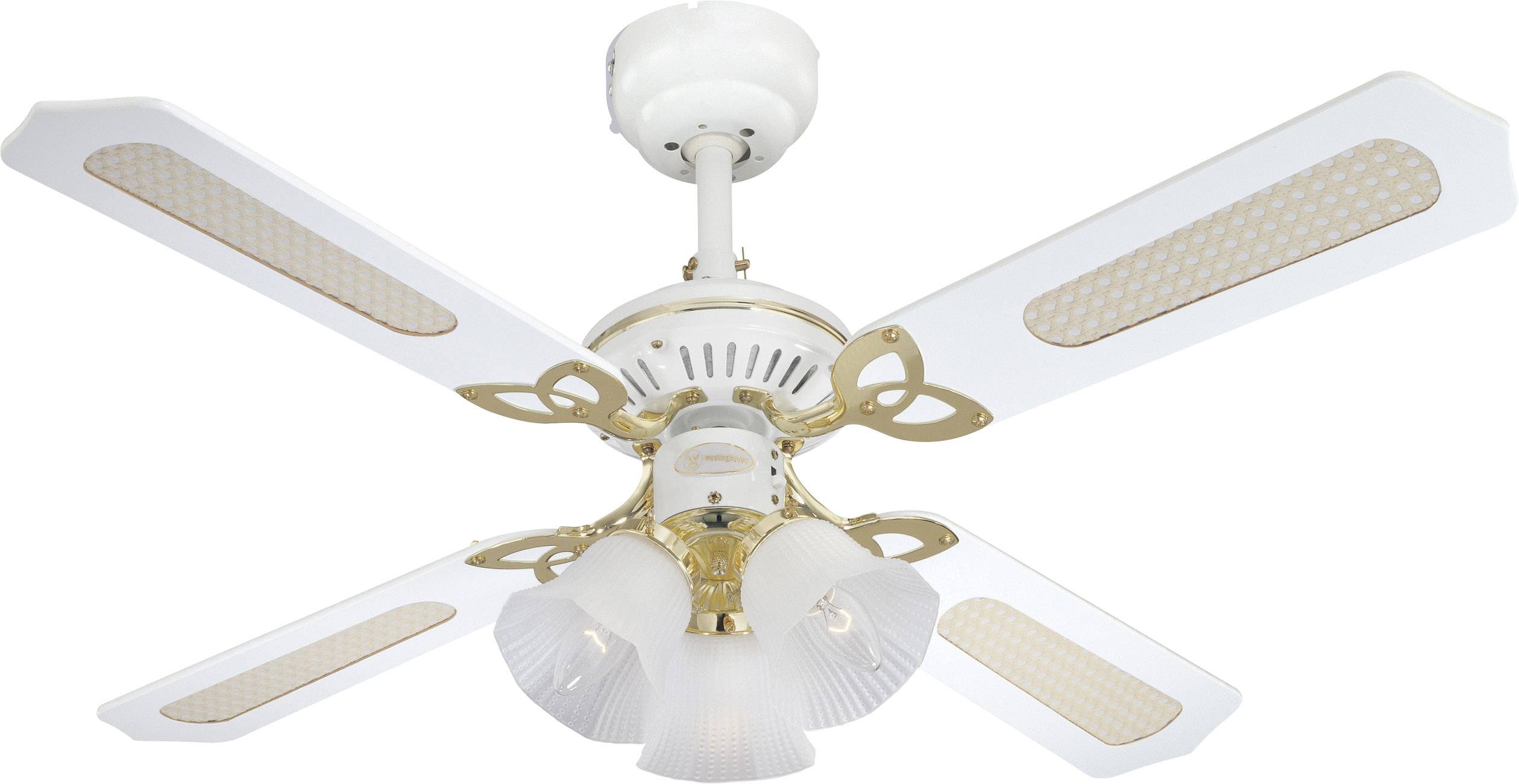 Westinghouse Princess Trio Deckenventilator 55 W (Ø x H) 105 cm x 43 cm Weiß mit Beleuchtung, Wendbare Flügel