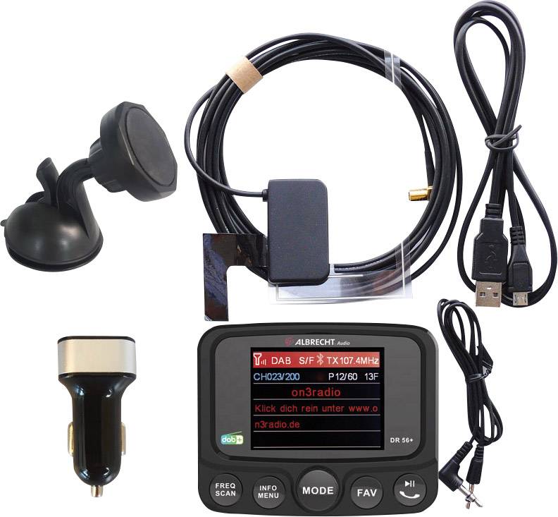 Albrecht DR56+ DAB+ Empfänger Saugnapfhalterung, Bluetooth Musikstreaming