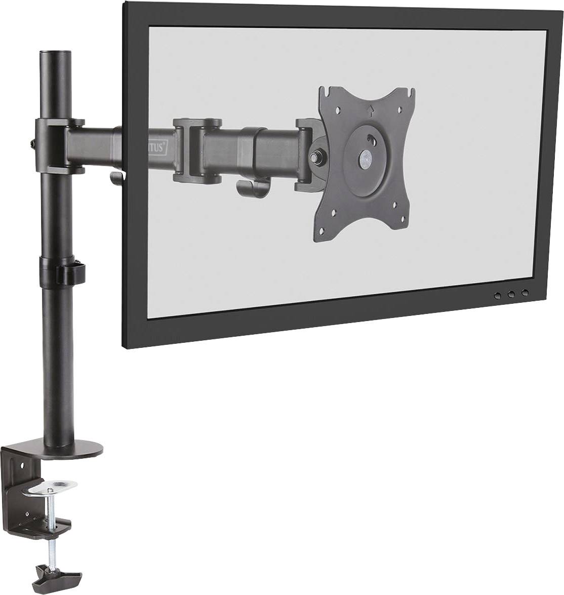 Digitus DA-90361 1fach Monitor-Tischhalterung 38,1cm (15") - 68,6cm (27") Schwarz Drehbar, Höhenverstellbar, Neigbar, Schwenkbar