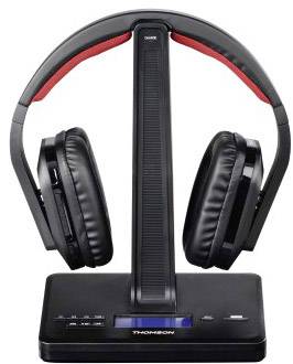 Thomson WHP5407 Funk TV Over Ear Kopfhörer Over Ear Lautstärkeregelung, DAB+ Radio Schwarz, Rot