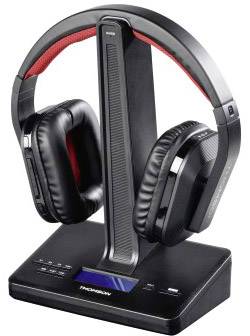 Thomson WHP5407 Funk TV Over Ear Kopfhörer Over Ear Lautstärkeregelung, DAB+ Radio Schwarz, Rot