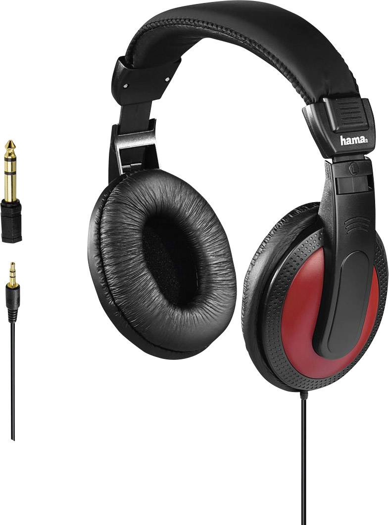 Hama Basic4Music Over Ear Kopfhörer kabelgebunden Schwarz, Rot