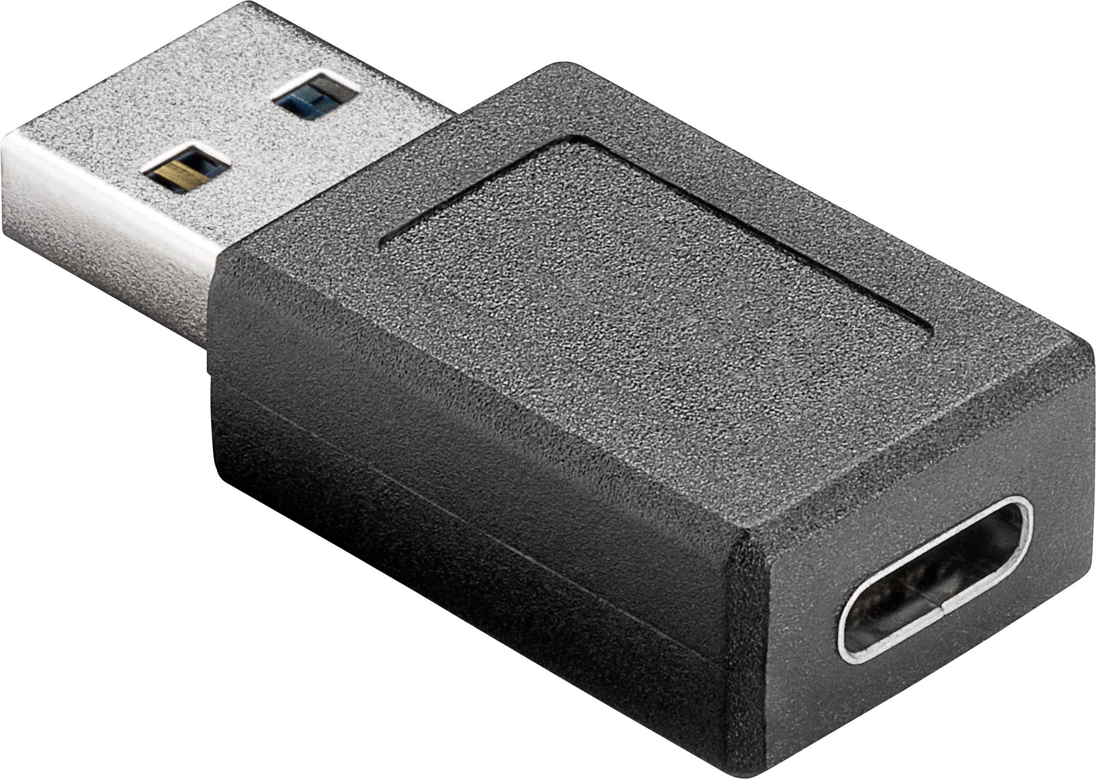 Ein schwarzer USB-C-zu-USB-A-Adapter, der zur Verbindung verschiedener Geräte mit unterschiedlichen Anschlüssen dient.