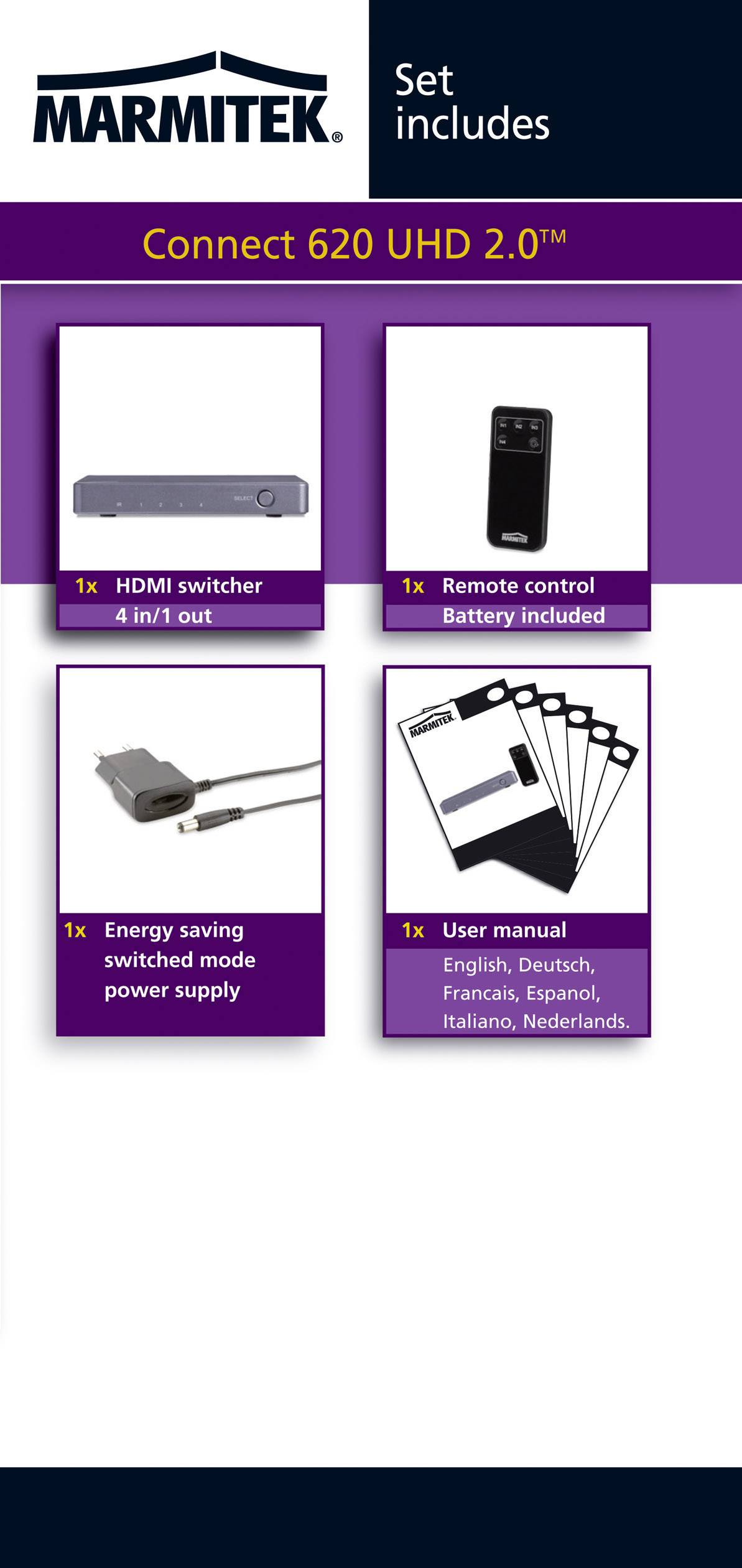 Marmitek Connect 620 UHD 2.0 4 Port HDMI-Switch 3840 x 2160 Pixel