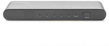 Digitus DS-45317 5 Port HDMI-Switch Metallgehäuse, Ultra HD-fähig, mit Aluminiumgehäuse, LED-Anzeige, mit Fernbedienung 4096 x 2160 Pixel