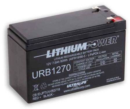 Ultralife URB1270 Spezial-Akku LiFePo-Block Flachstecker LiFePO 4 12.8V 7500 mAh 1St.