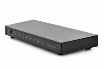 Digitus DS-43302 8 Port HDMI-Splitter Metallgehäuse, Ultra HD-fähig, mit Aluminiumgehäuse, LED-Anzeige 1920 x 1200 Pixel Schwarz