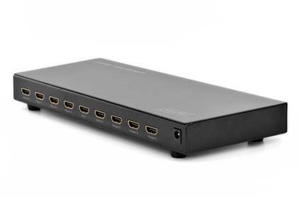 Digitus DS-43302 8 Port HDMI-Splitter Metallgehäuse, Ultra HD-fähig, mit Aluminiumgehäuse, LED-Anzeige 1920 x 1200 Pixel Schwarz