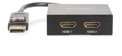Digitus DS-45403 2 Port DisplayPort-Splitter Metallgehäuse, Ultra HD-fähig, mit Aluminiumgehäuse 4096 x 2160 Pixel Schwarz