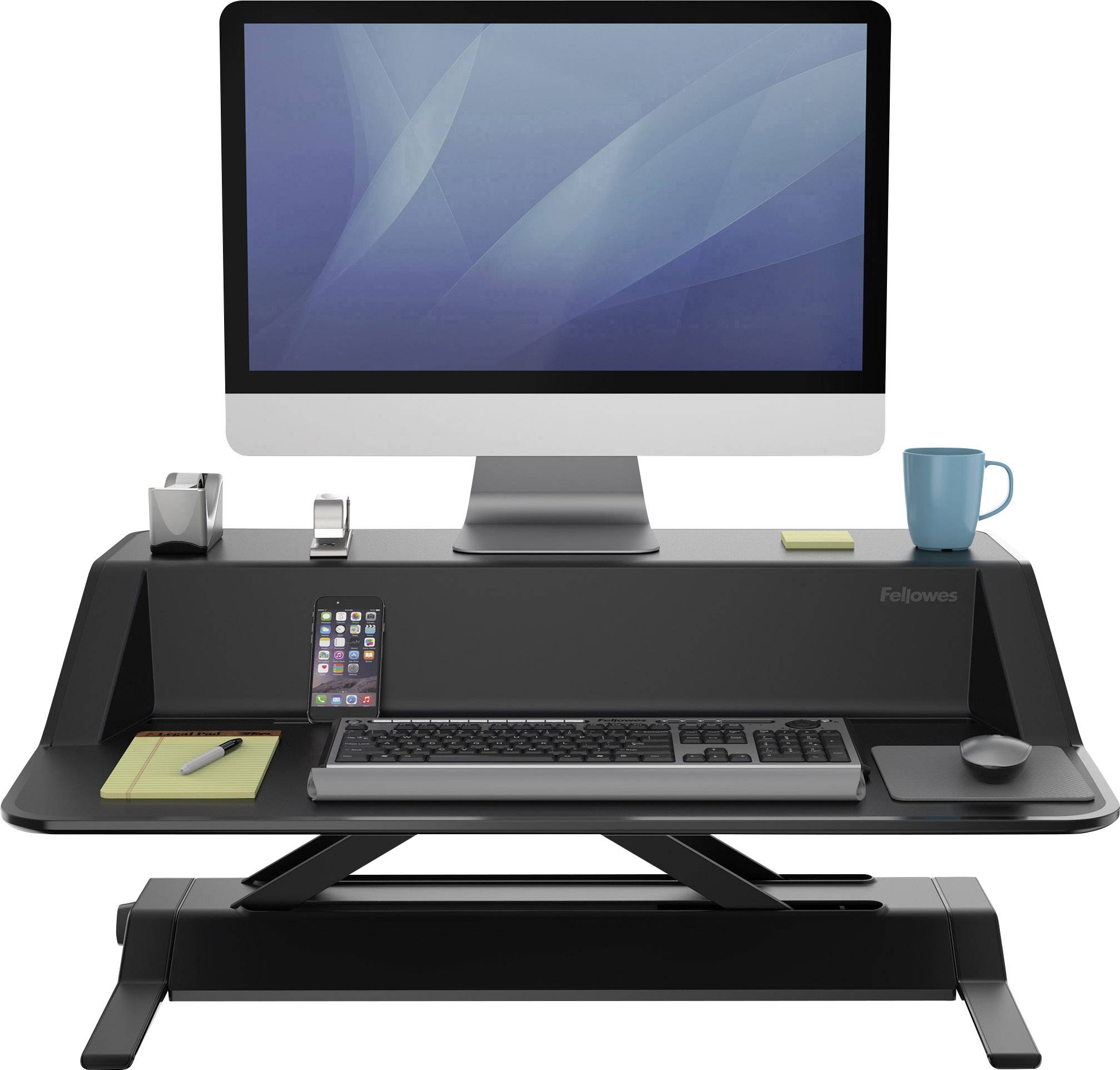 Fellowes Lotus™ Workstation Sitz-Steh-Schreibtischaufsatz Höhen-Bereich: 0 bis 432 mm Schwarz