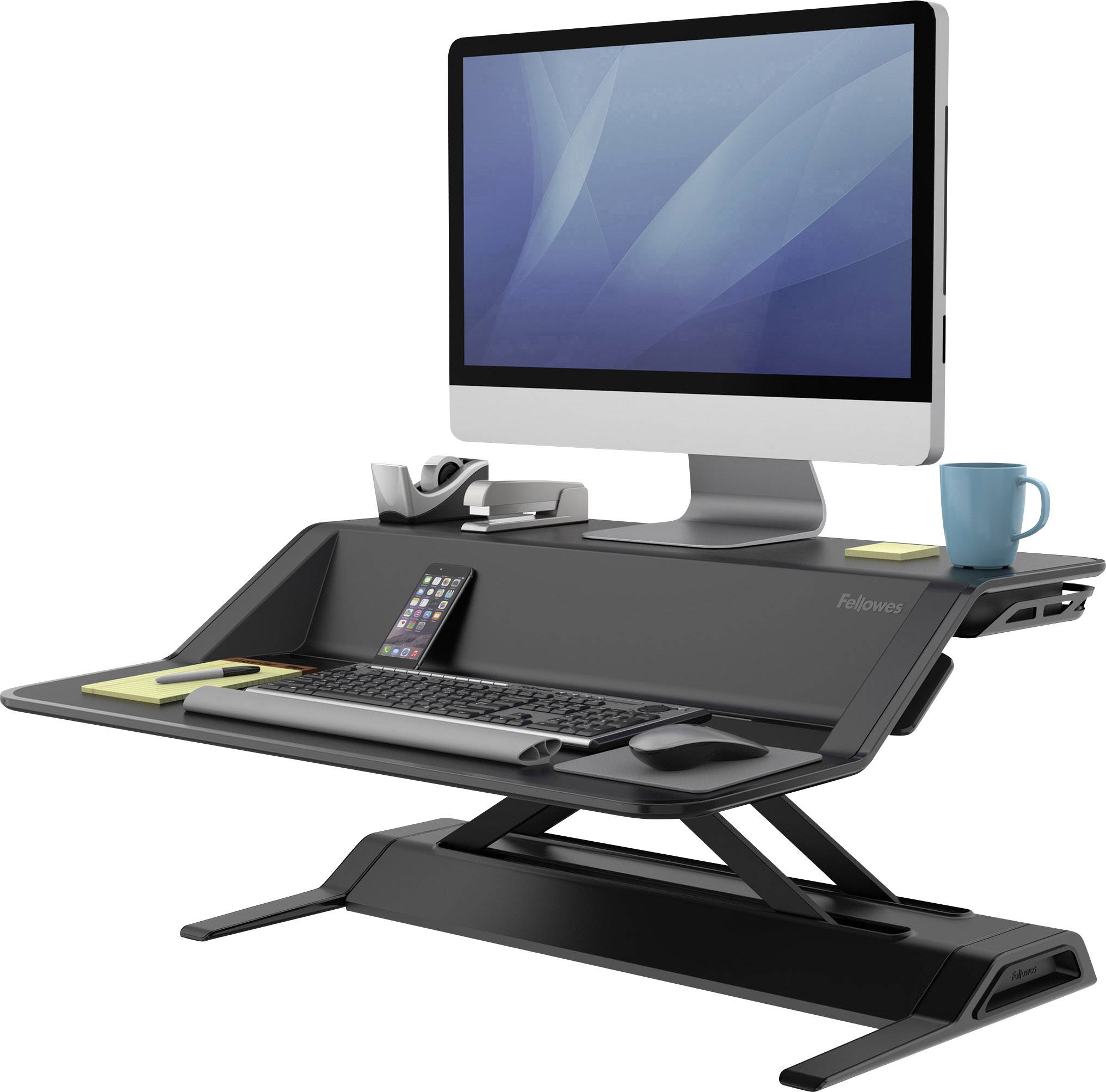 Fellowes Lotus™ Workstation Sitz-Steh-Schreibtischaufsatz Höhen-Bereich: 0 bis 432 mm Schwarz