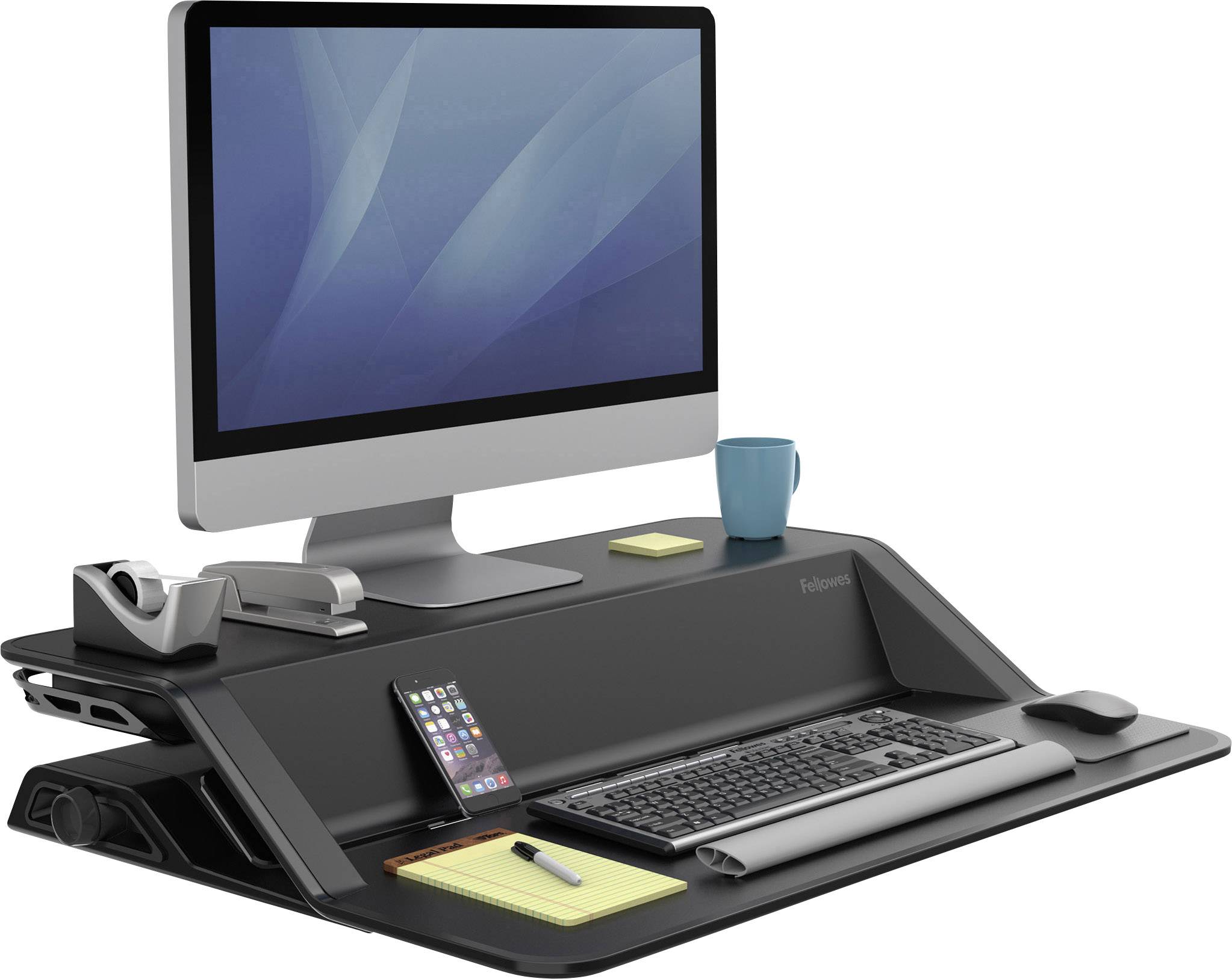 Fellowes Lotus™ Workstation Sitz-Steh-Schreibtischaufsatz Höhen-Bereich: 0 bis 432 mm Schwarz