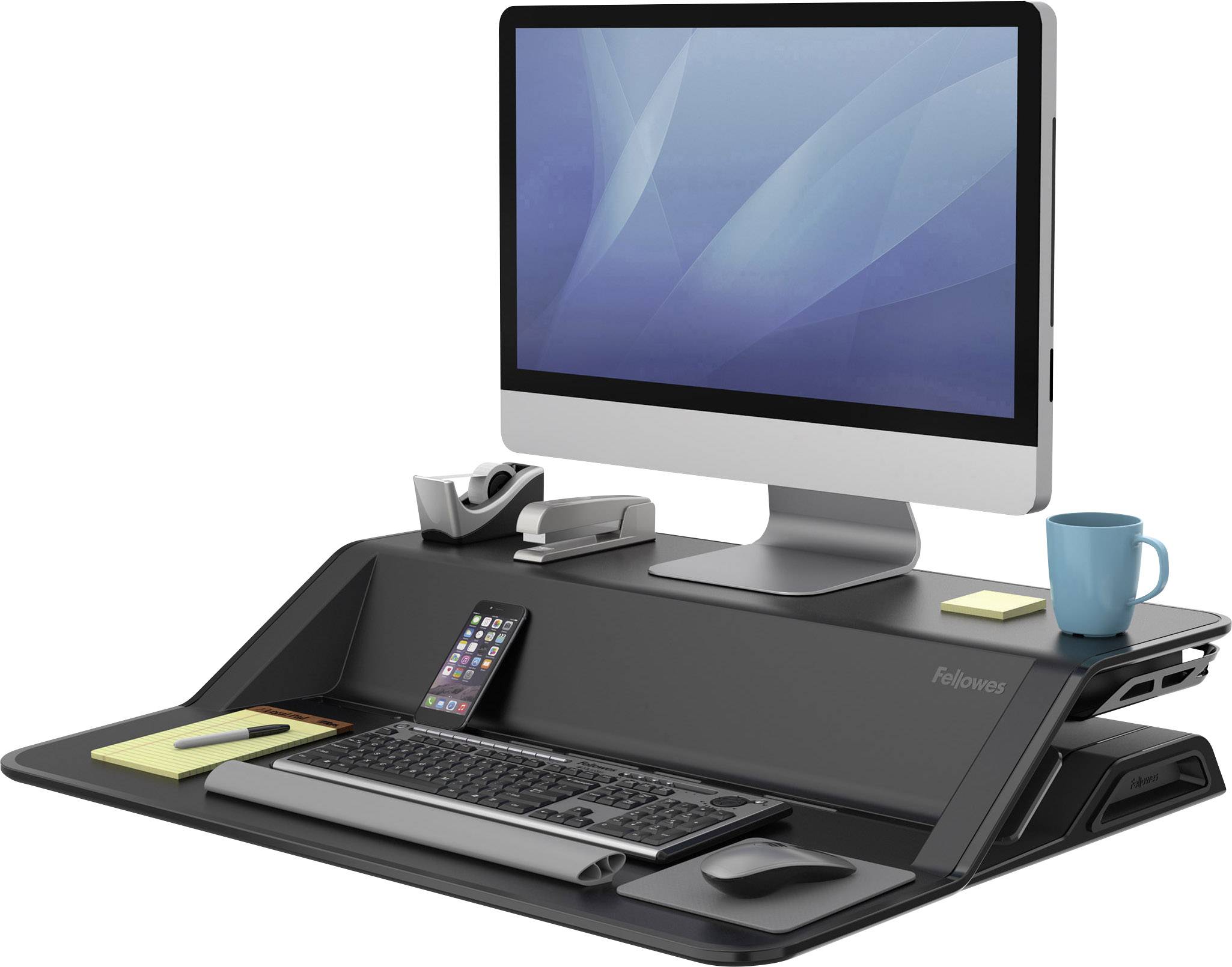Fellowes Lotus™ Workstation Sitz-Steh-Schreibtischaufsatz Höhen-Bereich: 0 bis 432 mm Schwarz