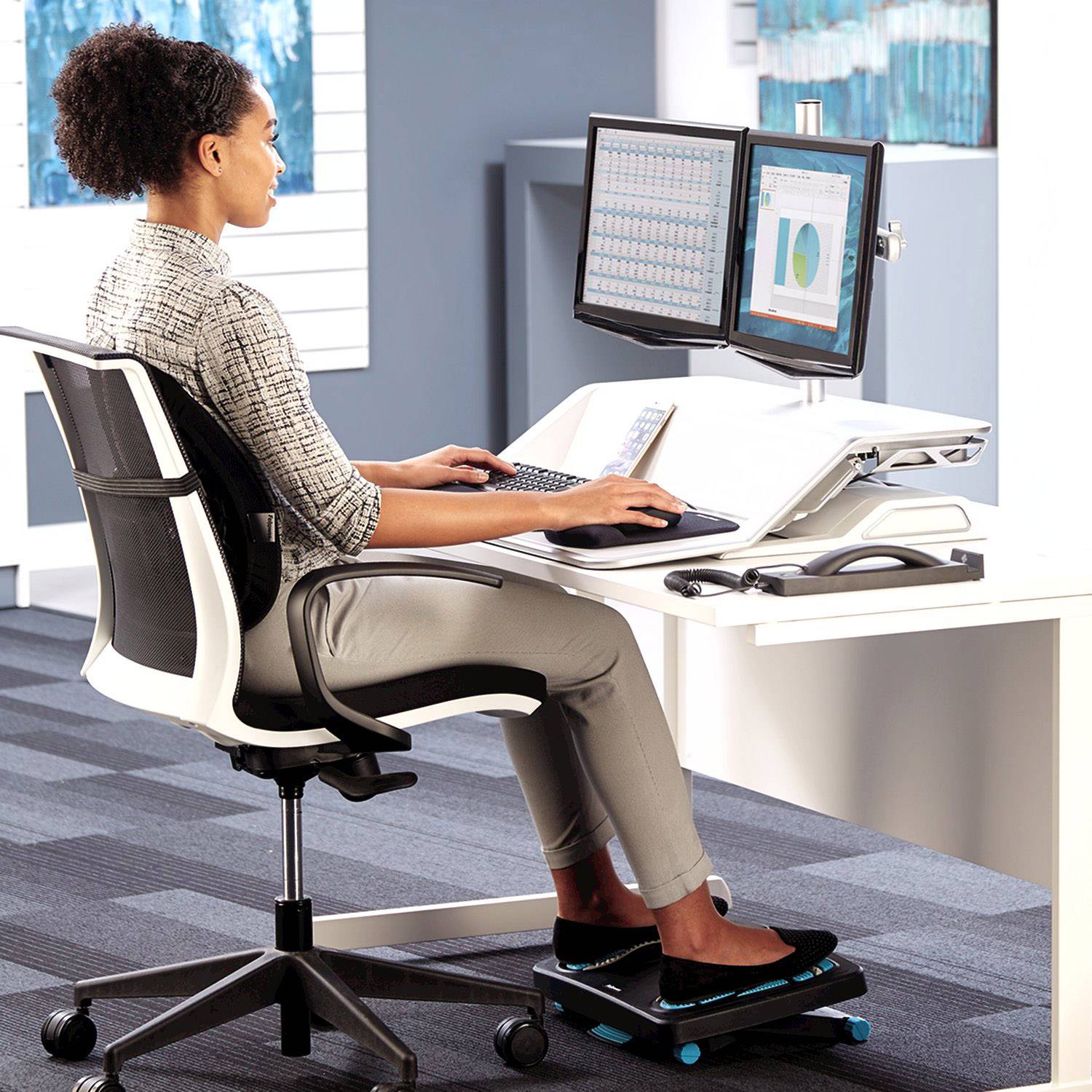 Fellowes Lotus™ Workstation Sitz-Steh-Schreibtischaufsatz Höhen-Bereich: 0 bis 432 mm Weiß