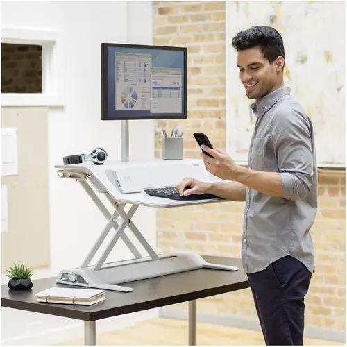 Fellowes Lotus™ DX Workstation Sitz-Steh-Schreibtischaufsatz Höhen-Bereich: 0 bis 432 mm Weiß Fellowes Lotus™ DX Workstation Sitz-Steh-Schreibtischaufsatz Höhen-Bereich: 0 bis 432 mm Weiß
