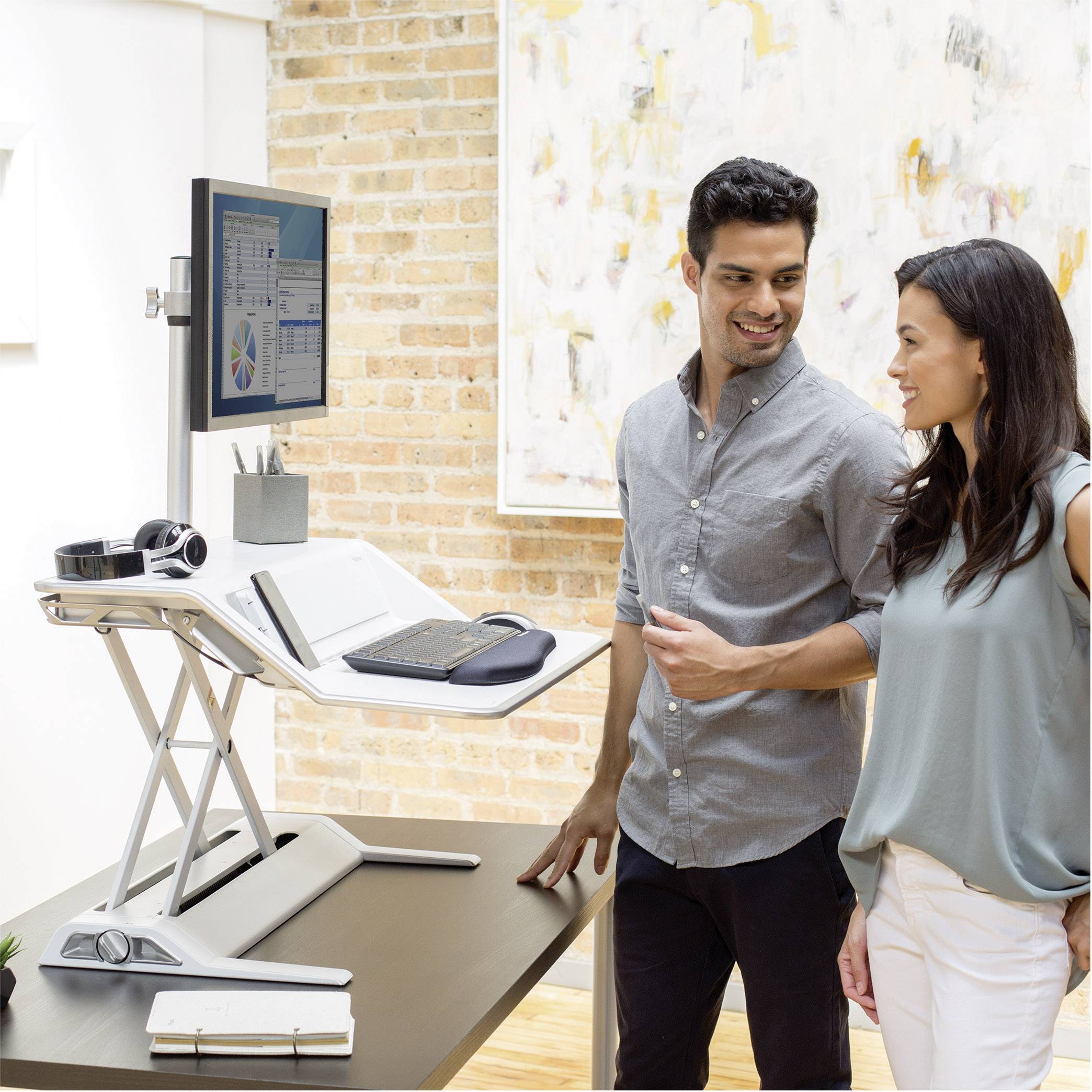 Fellowes Lotus™ DX Workstation Sitz-Steh-Schreibtischaufsatz Höhen-Bereich: 0 bis 432 mm Weiß