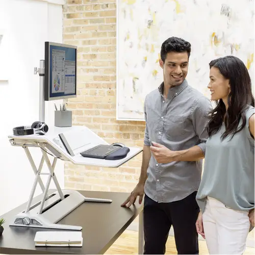 Fellowes Lotus™ DX Workstation Sitz-Steh-Schreibtischaufsatz Höhen-Bereich: 0 bis 432 mm Weiß Fellowes Lotus™ DX Workstation Sitz-Steh-Schreibtischaufsatz Höhen-Bereich: 0 bis 432 mm Weiß