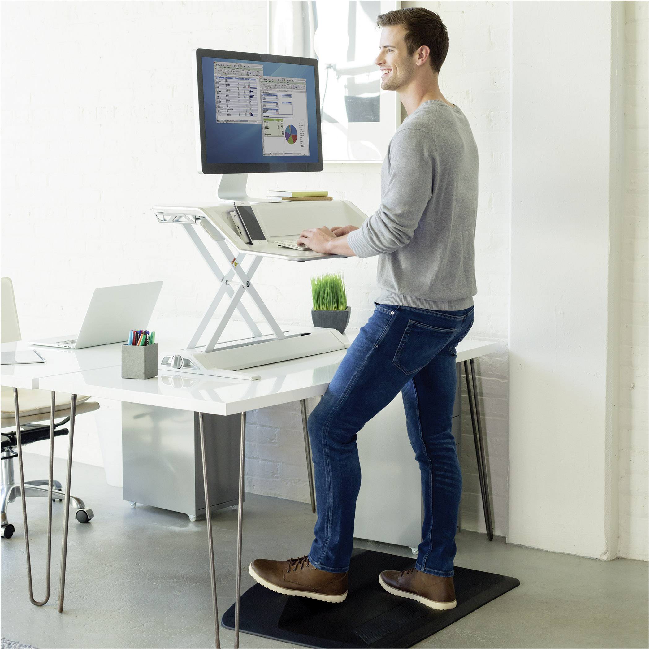 Fellowes Lotus™ DX Workstation Sitz-Steh-Schreibtischaufsatz Höhen-Bereich: 0 bis 432 mm Weiß