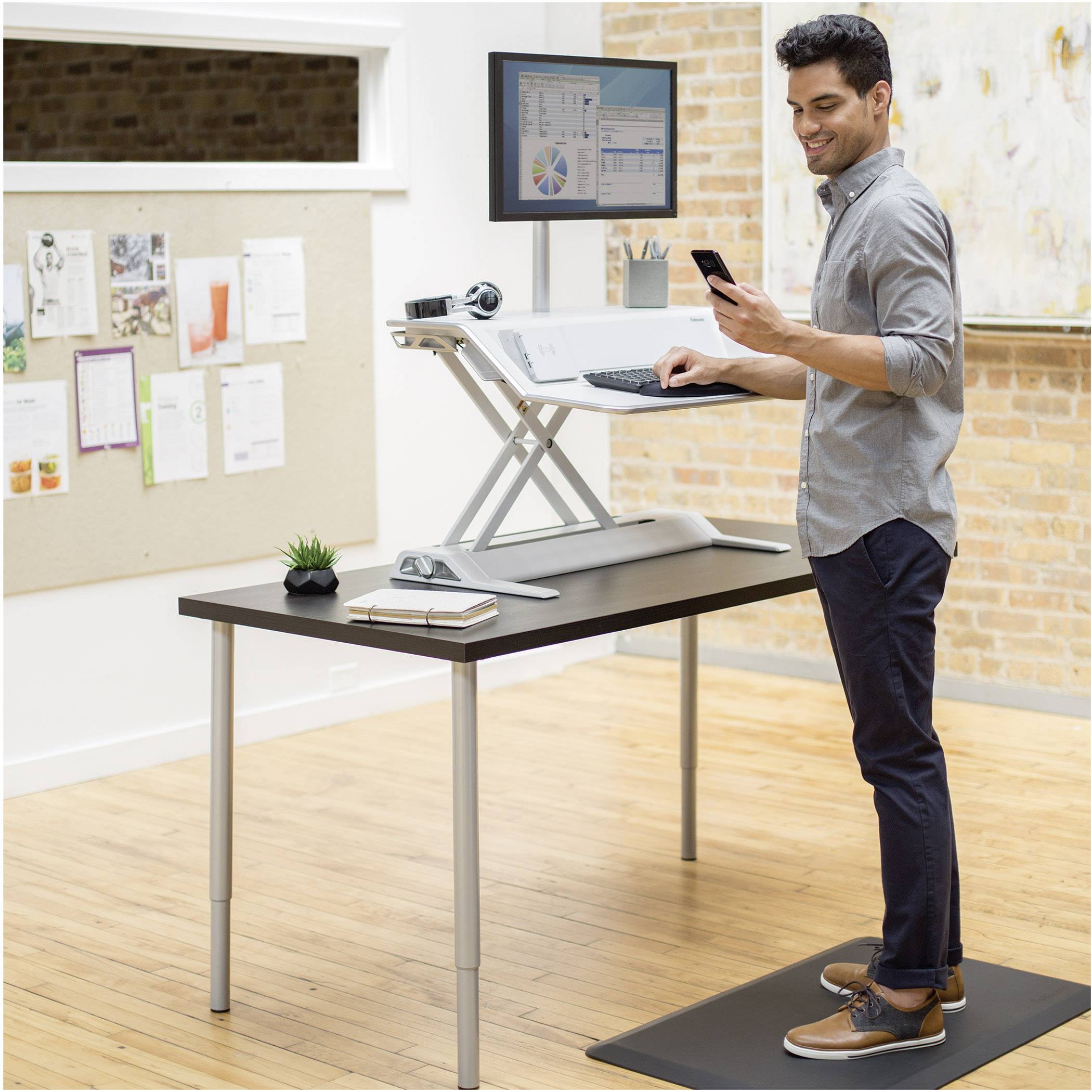 Fellowes Lotus™ DX Workstation Sitz-Steh-Schreibtischaufsatz Höhen-Bereich: 0 bis 432 mm Weiß