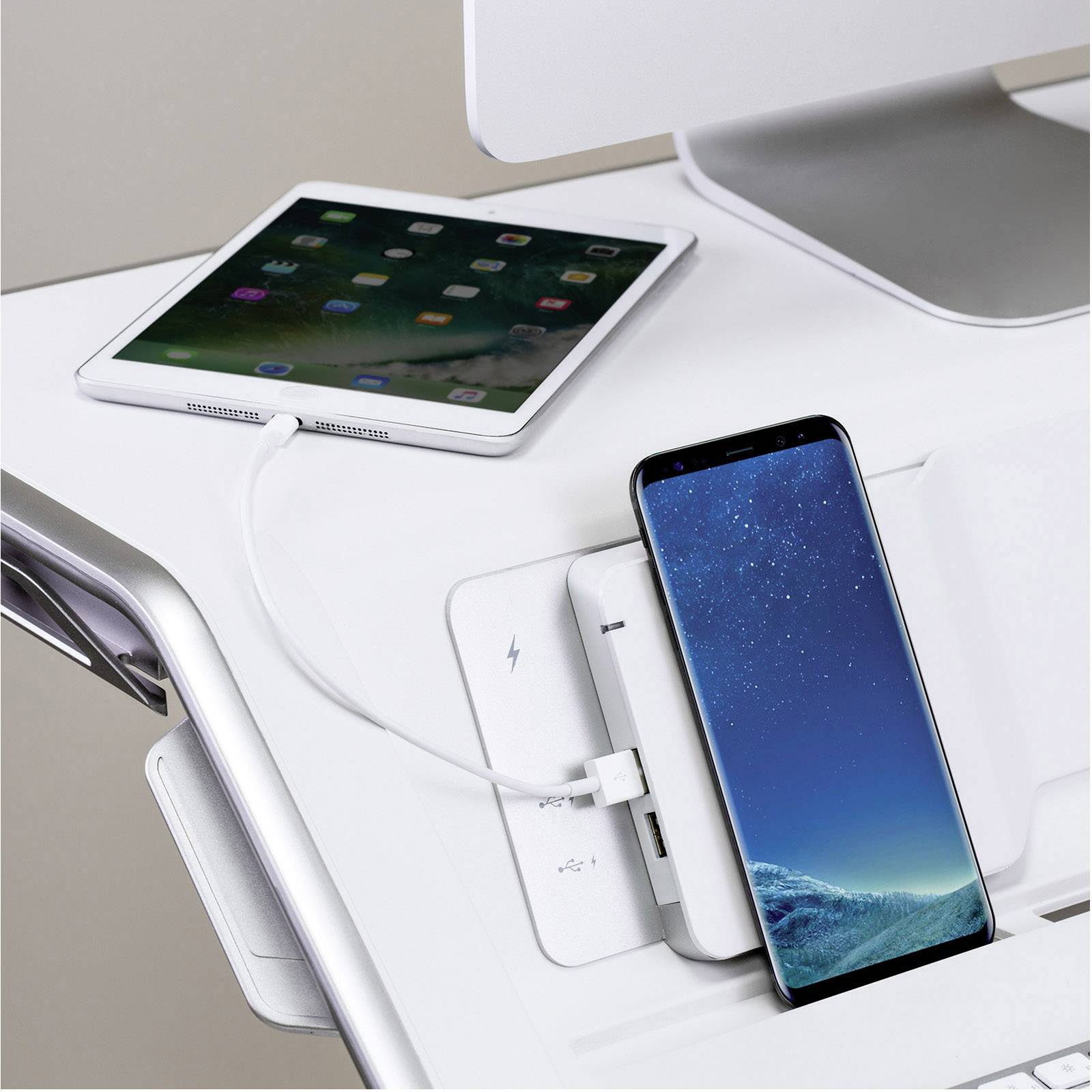 Fellowes Lotus™ DX Workstation Sitz-Steh-Schreibtischaufsatz Höhen-Bereich: 0 bis 432 mm Weiß