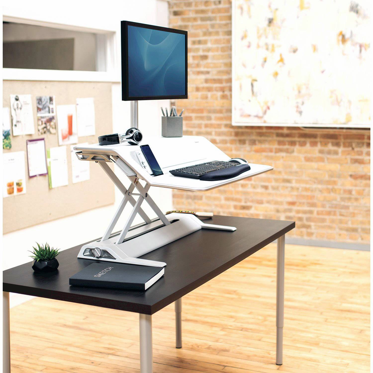 Fellowes Lotus™ DX Workstation Sitz-Steh-Schreibtischaufsatz Höhen-Bereich: 0 bis 432 mm Weiß