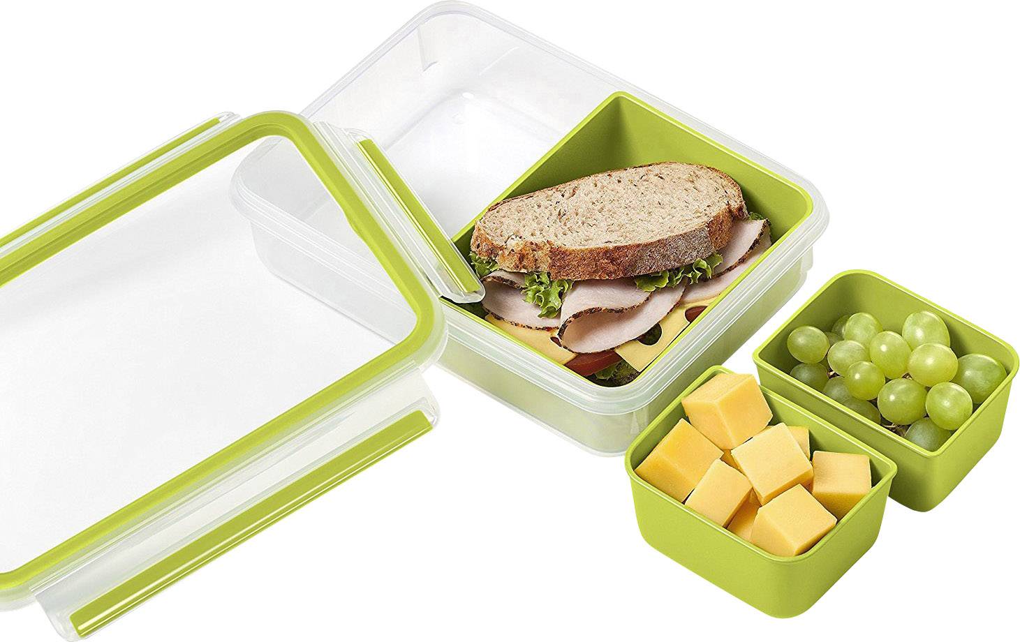 emsa Lunchbox Clip & Go mit Einsätzen 1,2 l grün