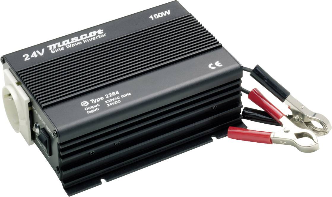 '24V Sine Wave Inverter' von Mascot, Typ 2284, 150W, mit Anschlussklemmen.