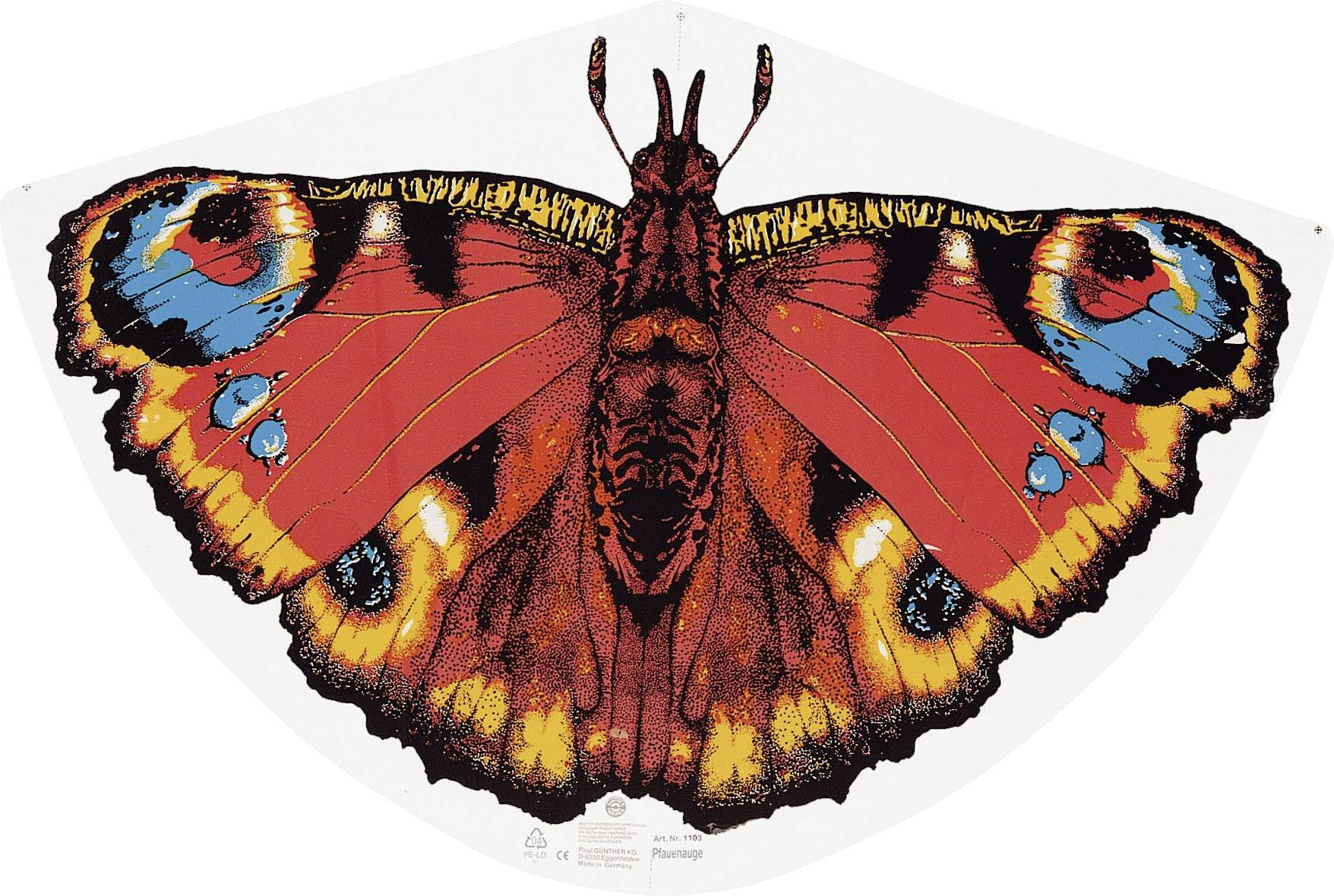 Günther Flugspiele Einleiner Drachen Pfauenauge Spannweite 920 mm Windstärken-Eignung 3 - 6 bft