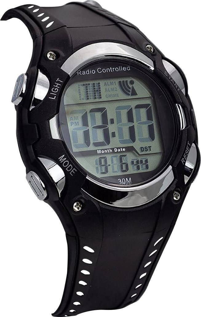 EUROTIME Funk Armbanduhr 1681987 (Ø x H) 40mm x 16mm Schwarz/Silber Gehäusematerial=Kunststoff Material (Armband)=Kunststoff