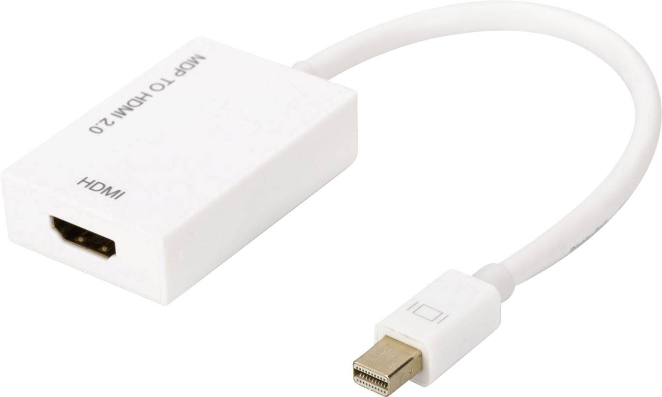 Digitus AK-340416-002-W Mini-DisplayPort / HDMI Adapter [1x Mini-DisplayPort Stecker - 1x HDMI-Buchse] Weiß 4K UHD, doppelt geschirmt 20.00 cm
